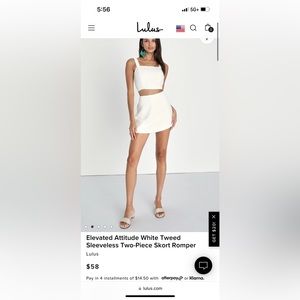 Elevated Attitude White Tweed Sleeveless Two-Piece Skort Romper